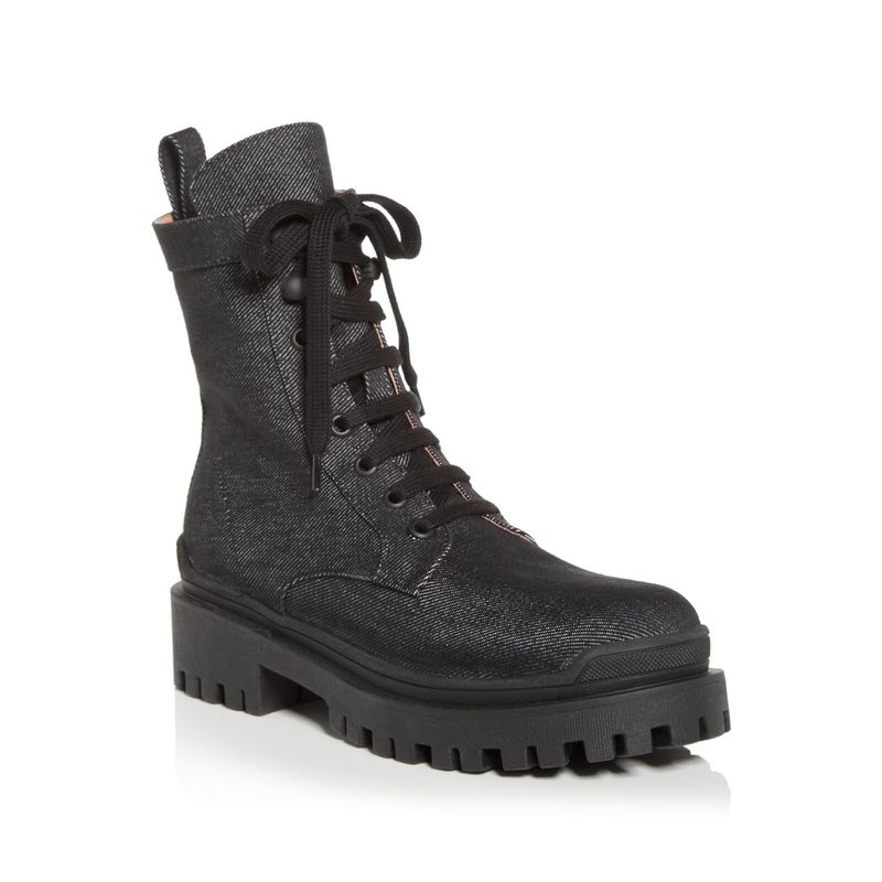 Ilio Smeraldo Womens Black Pull Tab Eyelet Sulcer Toe Block Heel Combat Boots 40